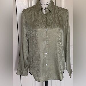 Vintage Paul Harris Designs Sage Green Silk Blouse